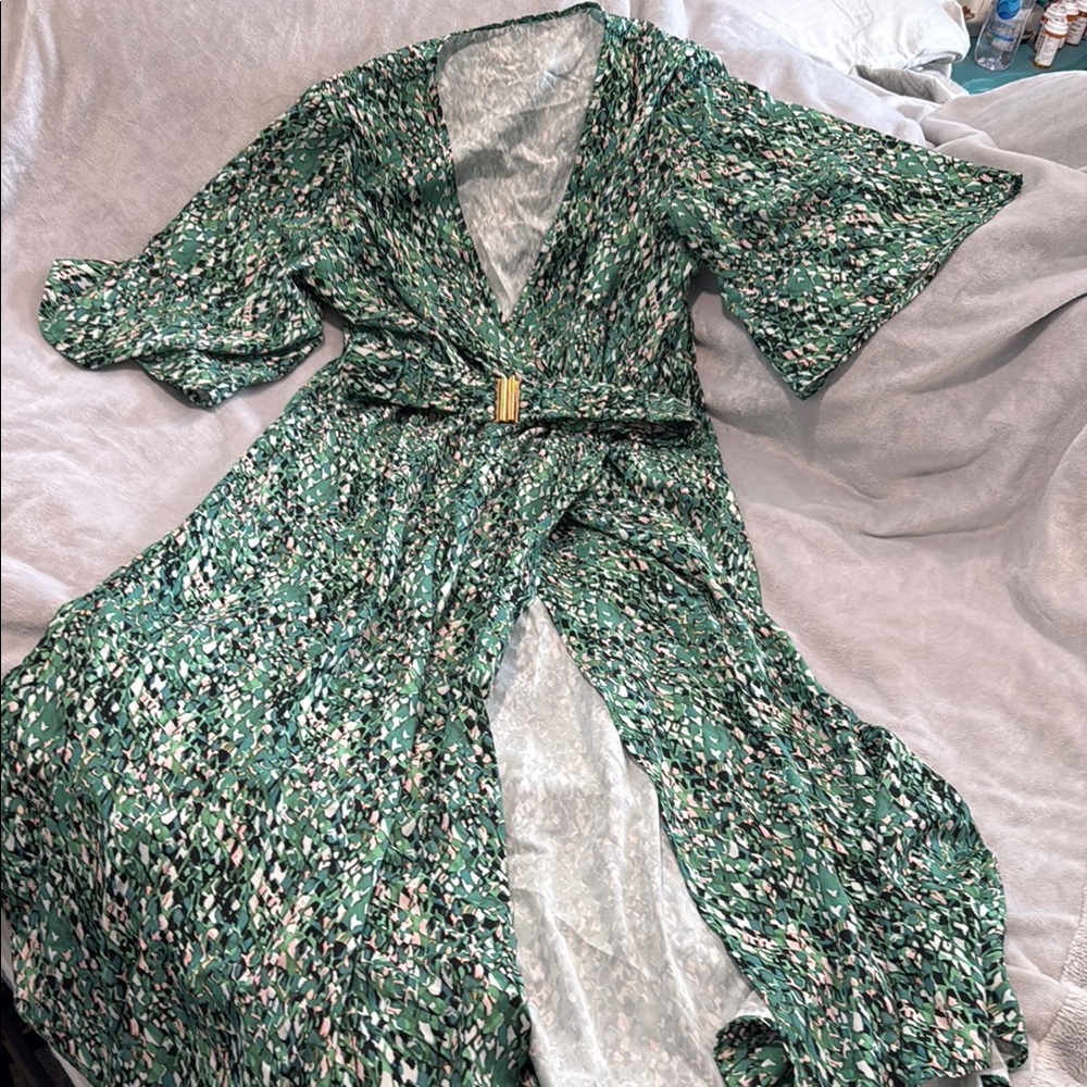 Chic Green Patterned Dress